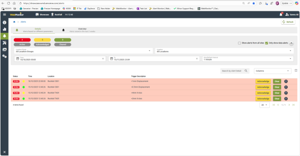 WebMonitor alert history